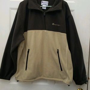 Mens Champion Fleece Zip Down Jacket Xl Green and